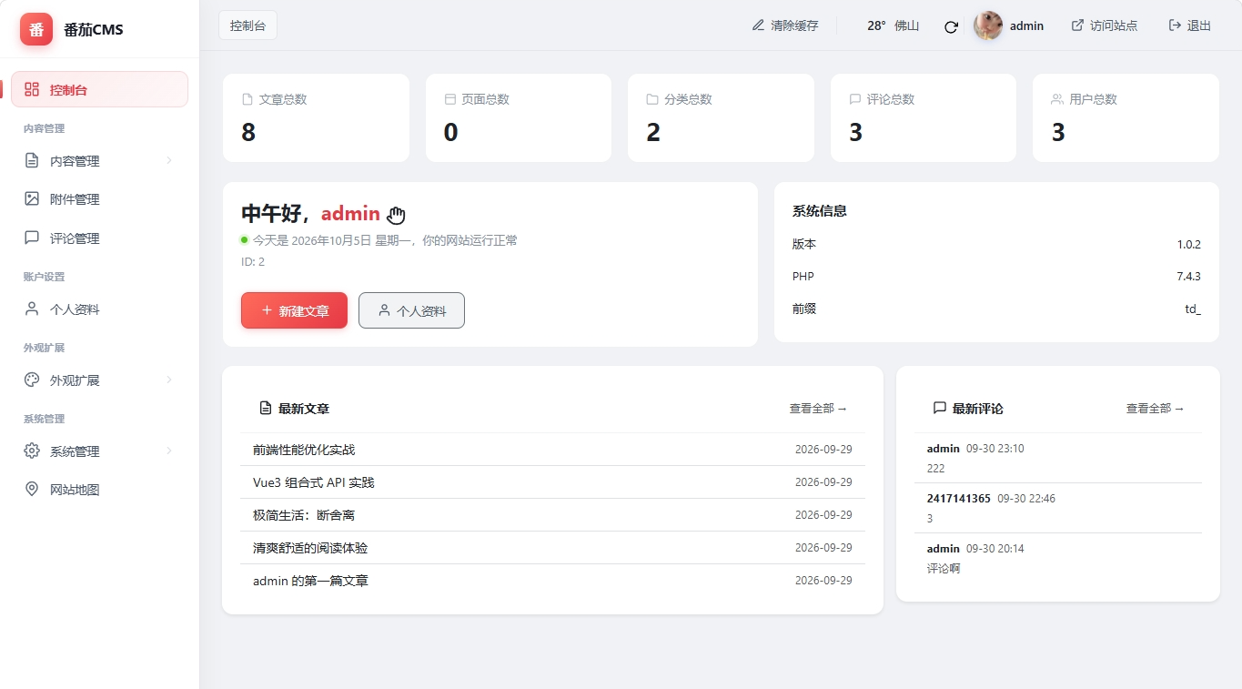后台管理界面预览
